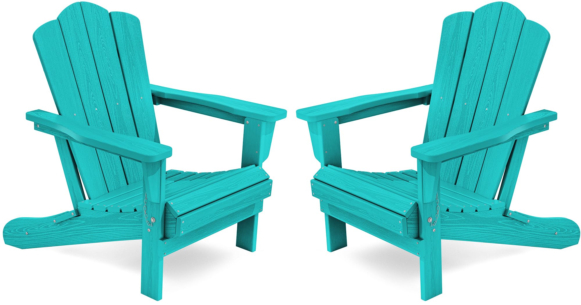 KINGYES Folding Adirondack Chair Set of 2, HDPE All-Weather Folding Adirondack Chair, Aruba