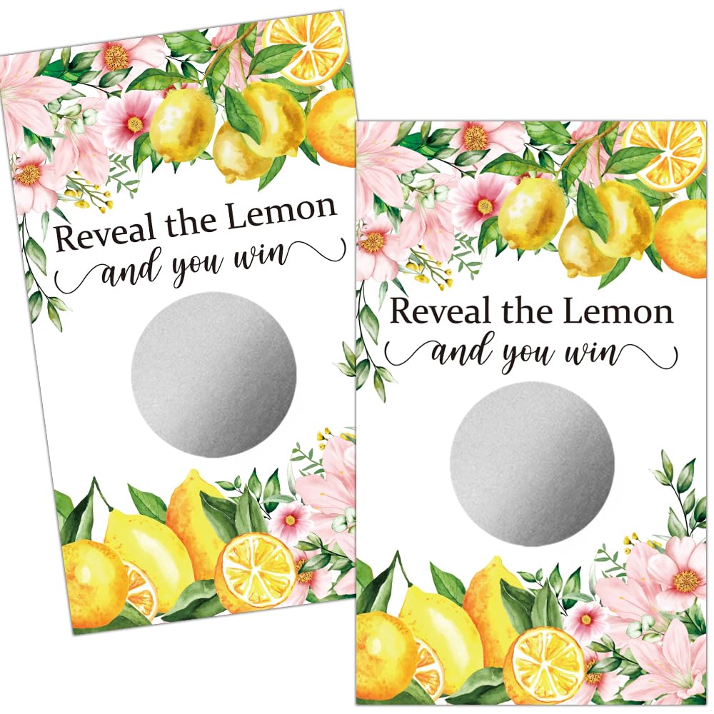 Haizct 50 Pack Reveal The Lemon Scratch Off Cards, Funny Scratch Game for Lemon Bridal Shower, Raffle Tickets Lottery Game for Wedding Engagement