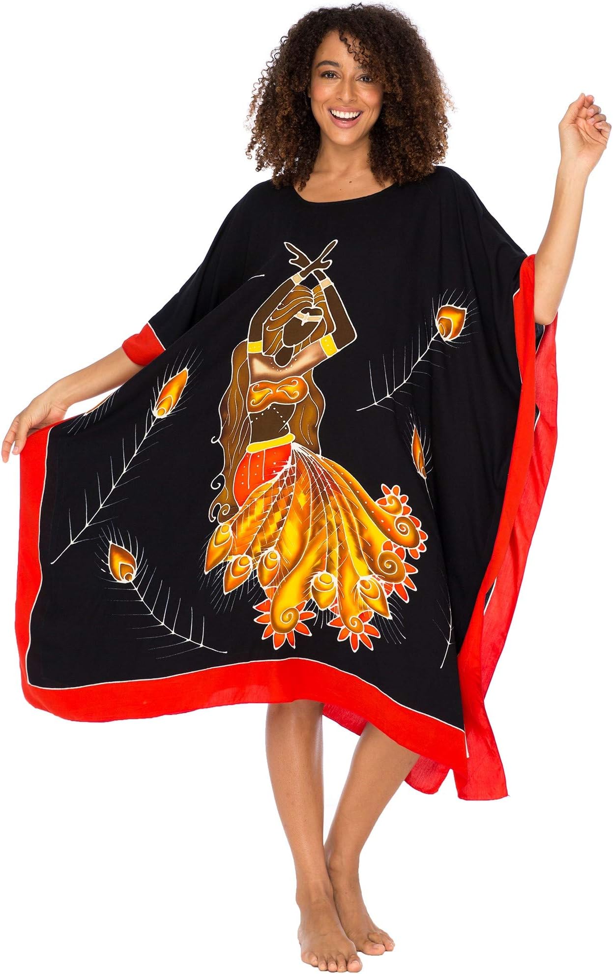 Back From Bali Womens Caftan Dress Loose Beach Poncho Knee Length Empowerment