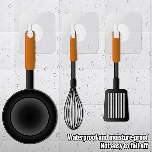Miniatura 3 de Paquete de 12 ganchos adhesivos de plástico transparente, impermeable, resistente, para pared, techo, puerta, ventana, hogar, cocina, baño, ducha,