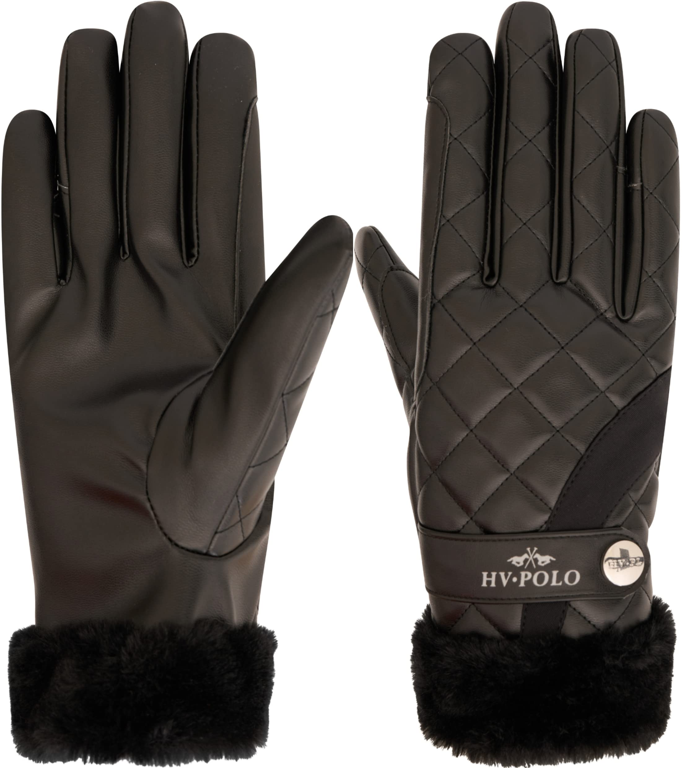 HV Polo Winter Handschuhe Constance Navy mit schwarzem Kunstfell, Größe:XS Fashion