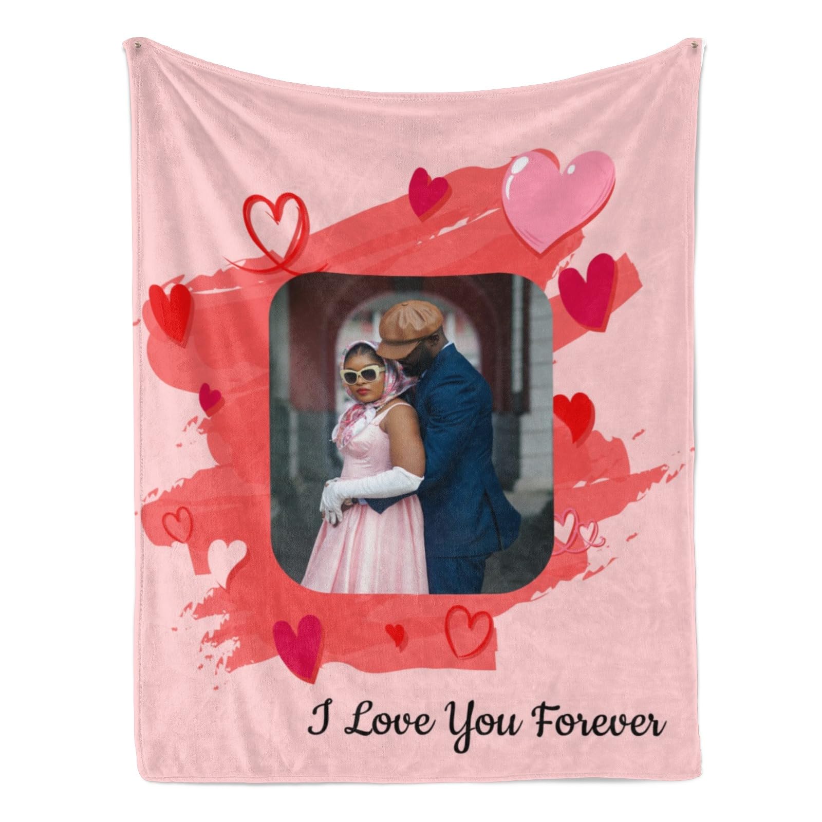 Customized Blankets with Photos Personalized Picture Collage Throw Blanket Soft Using My Own Photo Custom Personalized Mothers Day Valentines Gifts for Her Him Family Friends,Pink Heart - 1 Photo