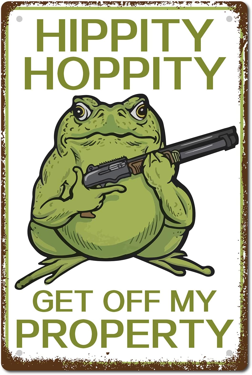 CREATCABINFrog Warning Sign Hippity Hoppity Get off My Property Tin Sign Wall Decor Art Metal Poster Vintage Retro Hanging Iron Painting Plaque for Home Garden Gifts Decorations 8 x 12 Inch