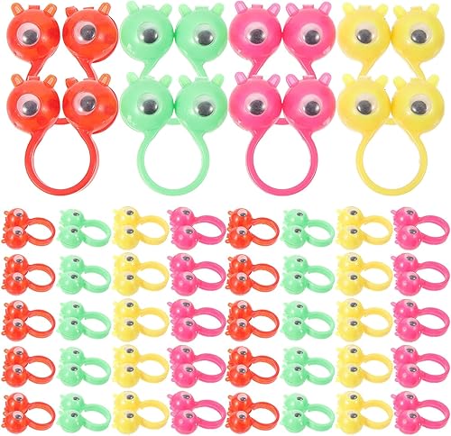 50 anillos de globo ocular, marionetas de ojo de dedo, dedo de monstruo de ojo, anillos de ojo googly de globo ocular, anillos de marionetas de