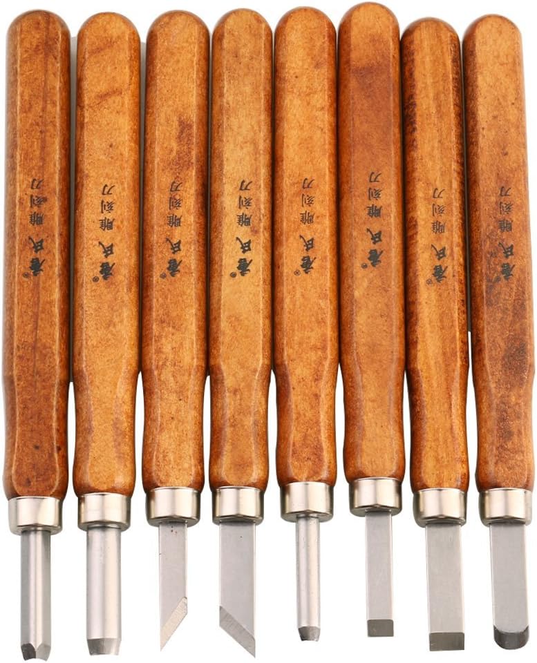 TAIYAL Hand Wood Grip Carving Tools For woodcarving Cutting Linoleum Whittling Gouging Grinding Joinery Crafts Arts (8 Pcs)