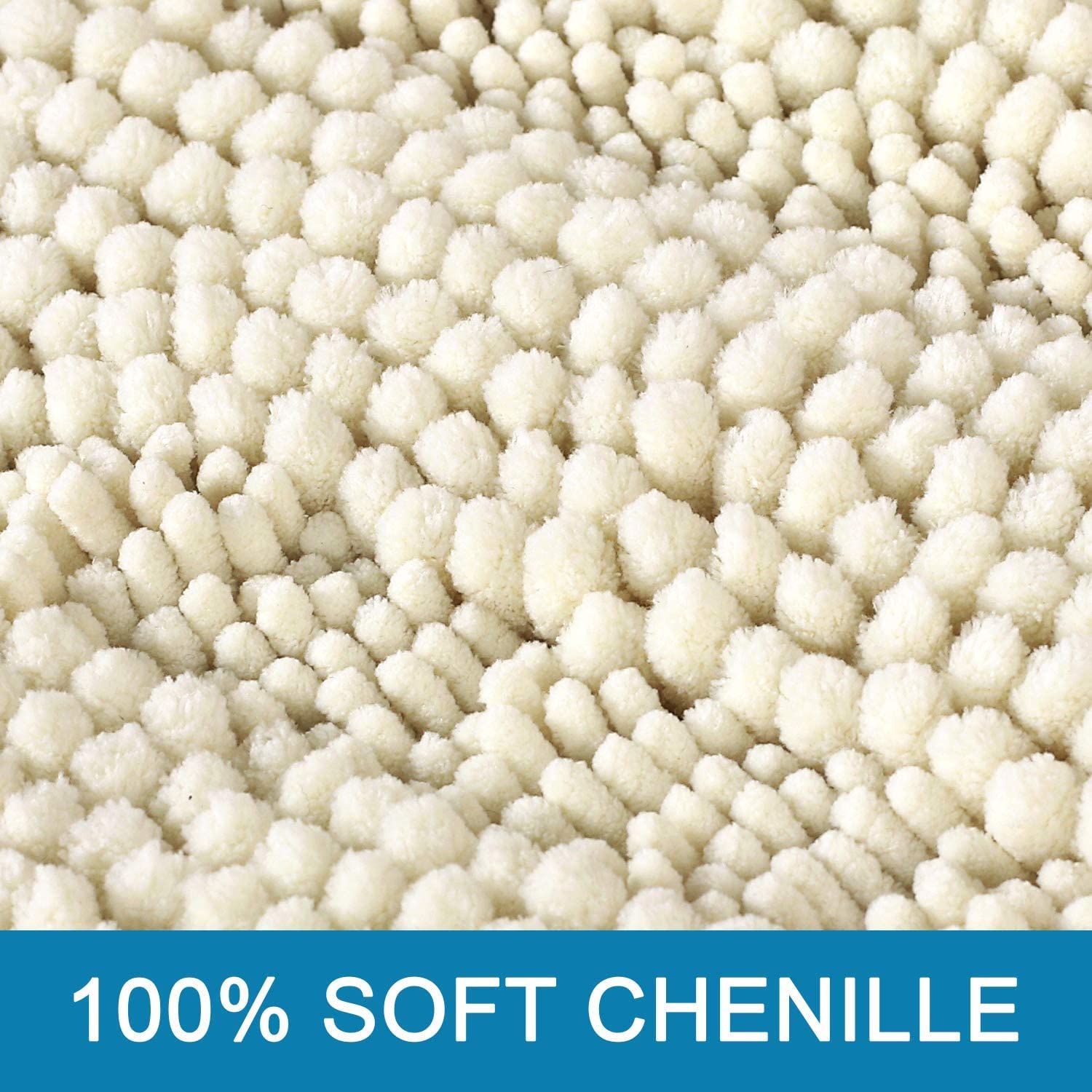 Tapis de bain antidérapant en chenille doux à poils longs pour chambre à coucher et salle de bain Crème 150 x 50 cm
