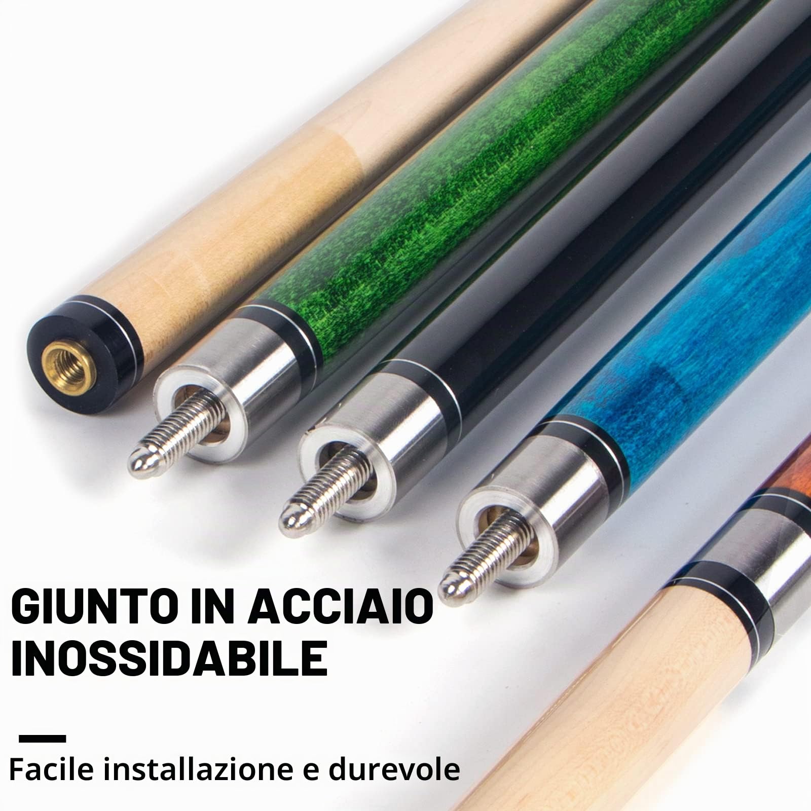 AKLOT Stecca da Biliardo 58" Legno di Acero per Adulti Professionisti 18-21 Once