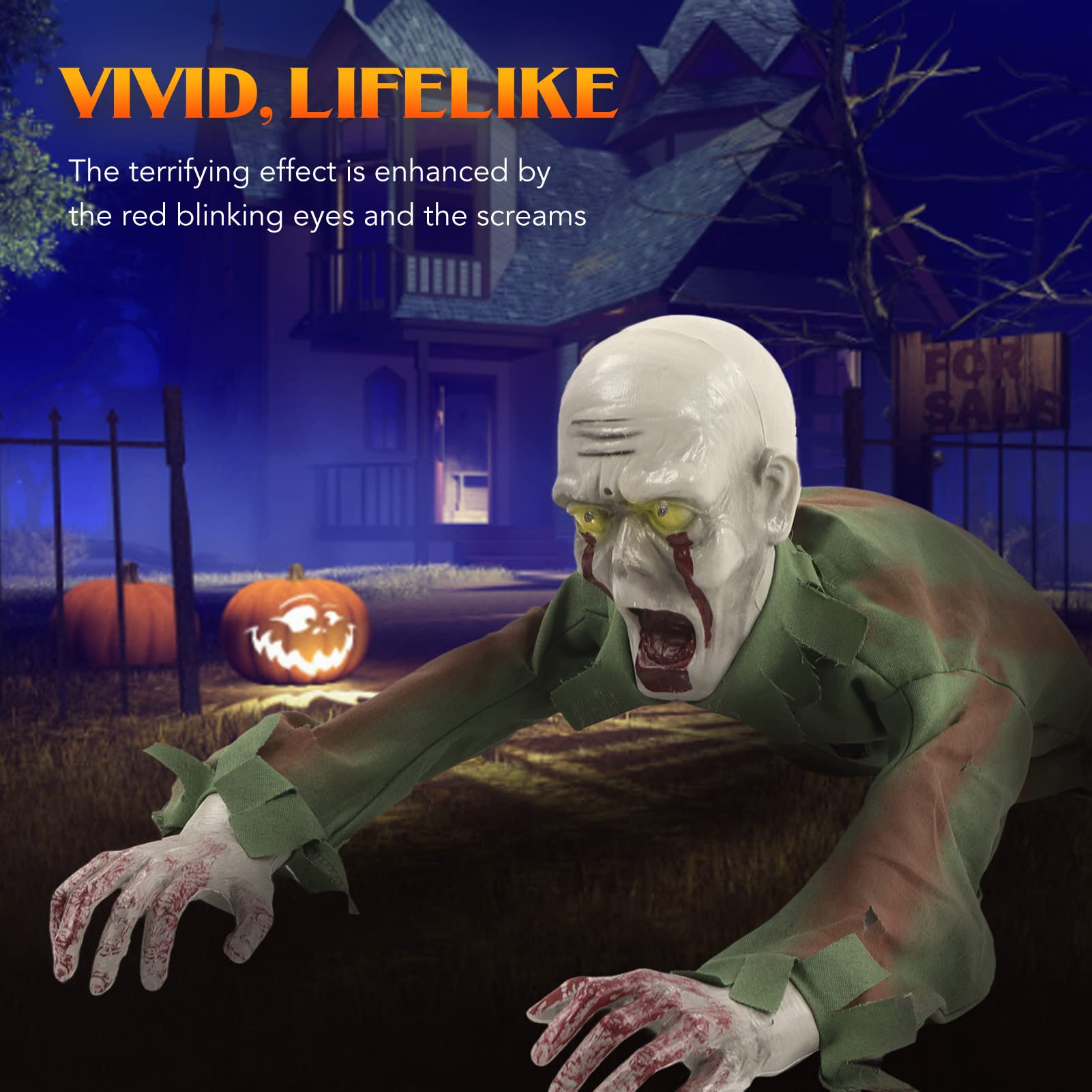 Hiraith Kriechender Zombie, Halloween-Dekoration, Halloween-kriechendes  Geisterspielzeug, Lebendige Sprachsteuerung, Elektrisches Geisterspielzeug,  ...