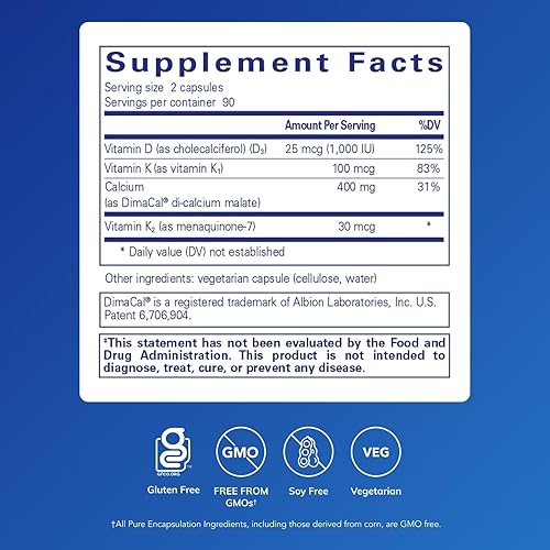 Miniatura 2 de Pure Encapsulations Calcio KD  Suplemento para fuerza ósea sistema inmunológico colon y salud cardiovascular  180 cápsulas