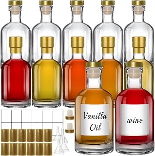 12 oz/375ml Clear Glass Bottles with Cork, 12 Pack Clear Liquor Bottles, Thick Heavy Base Airtight Wine Bottles for Beverages, Liquor, Whiskey, Oil, Vinegar, Wedding Favors & Crafts