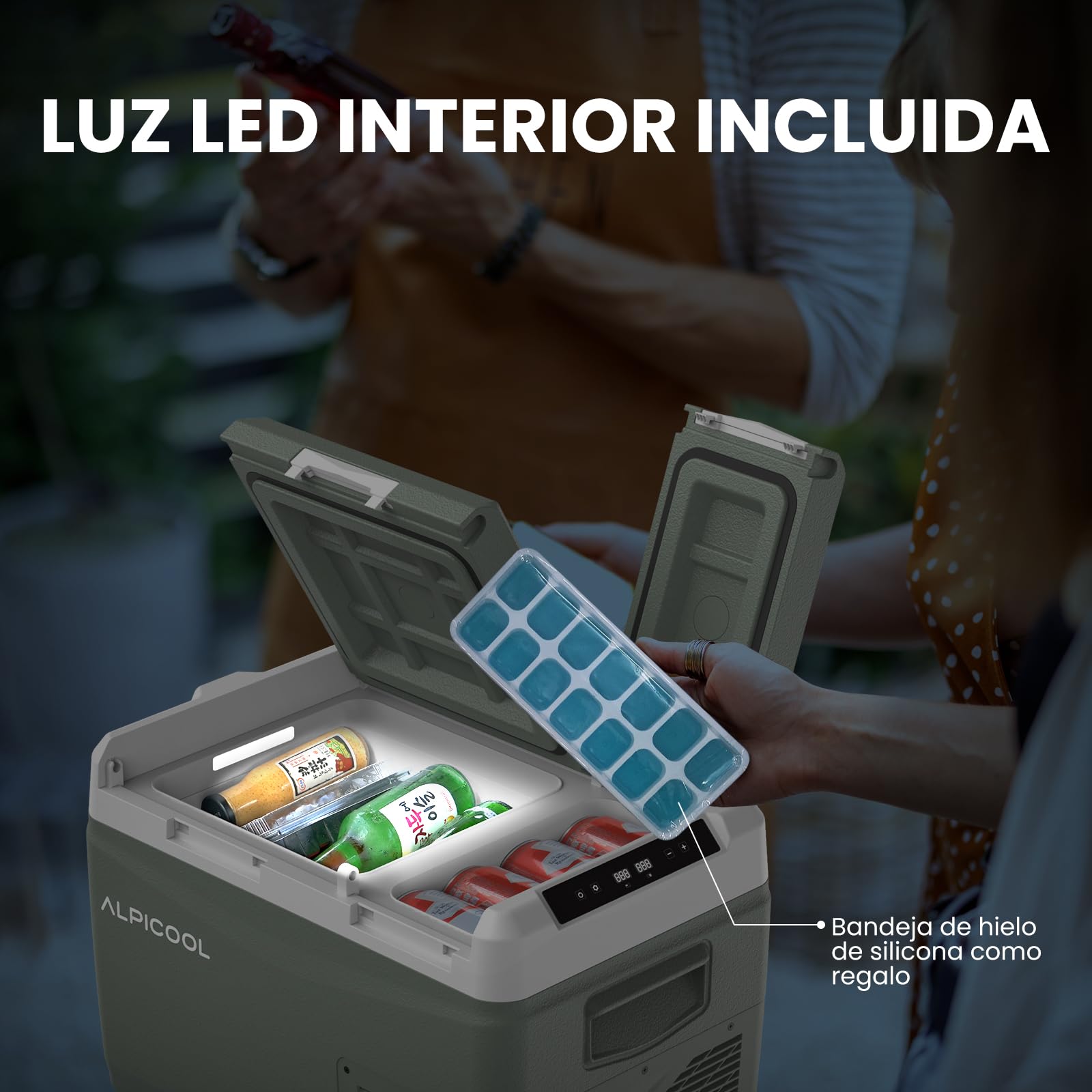 Alpicool KLS38 31L Nevera Portatil con Control de APP,2026 de Doble Zona Portátil Coche 12V /24V DC,-20℃ a 20℃, Nevera de Coche para Camping,Viajes,Automóvil,Bandeja de Hielo Incluida,Verde