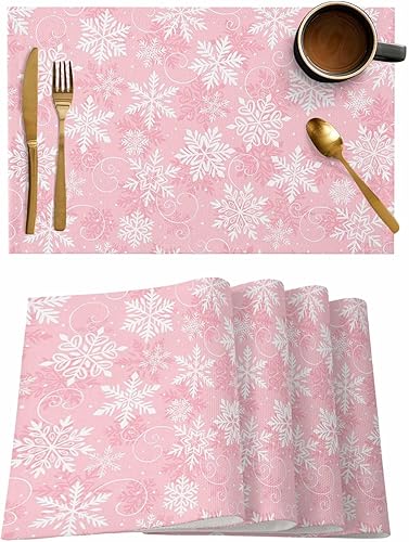 Vista 666 de Juego de 6 manteles individuales rojos para el día de San Valentín, diseño de corazón de San Valentín, resistentes al calor, lavables, manteles