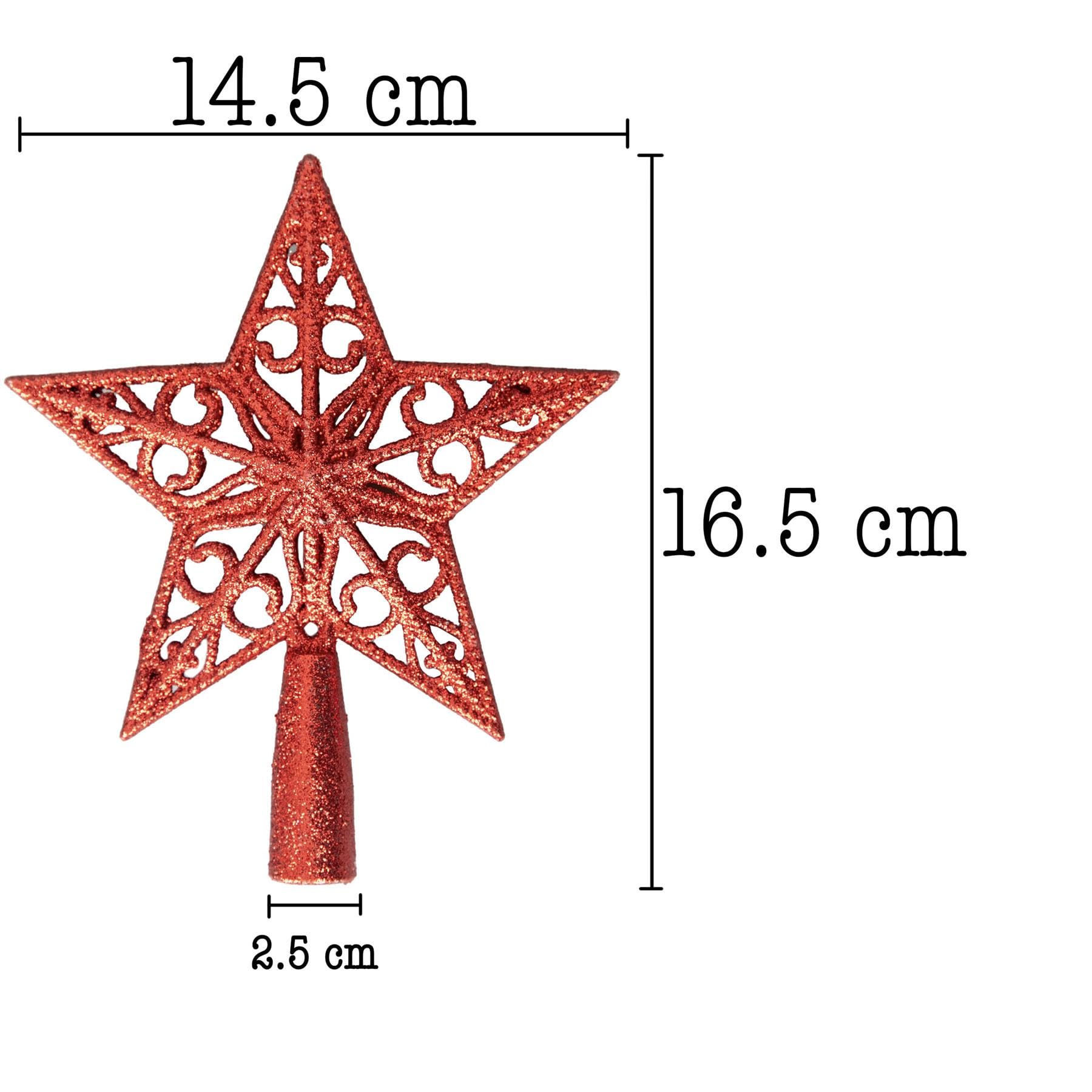 14.5cm Red Glitter Star Christmas Tree Topper Shatterproof for Christmas Tree Decorations Xmas Treetop Tree Crown Holiday Ornament - Image 2