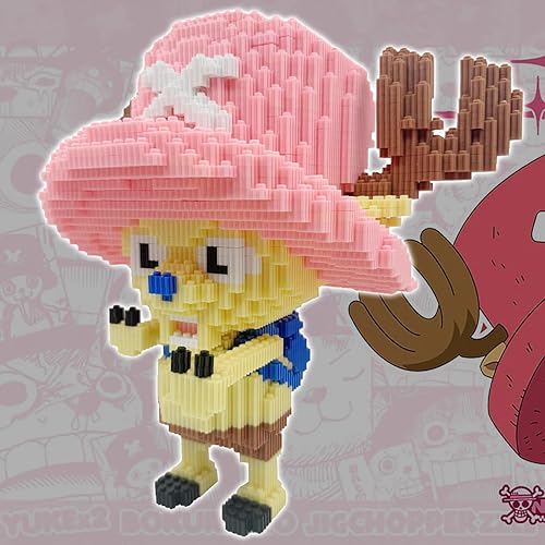 Miniatura 6 de Figura de construcción de anime Chopper de una pieza, juego de bloques de construcción de personajes de anime clásico grande, modelo creativo y