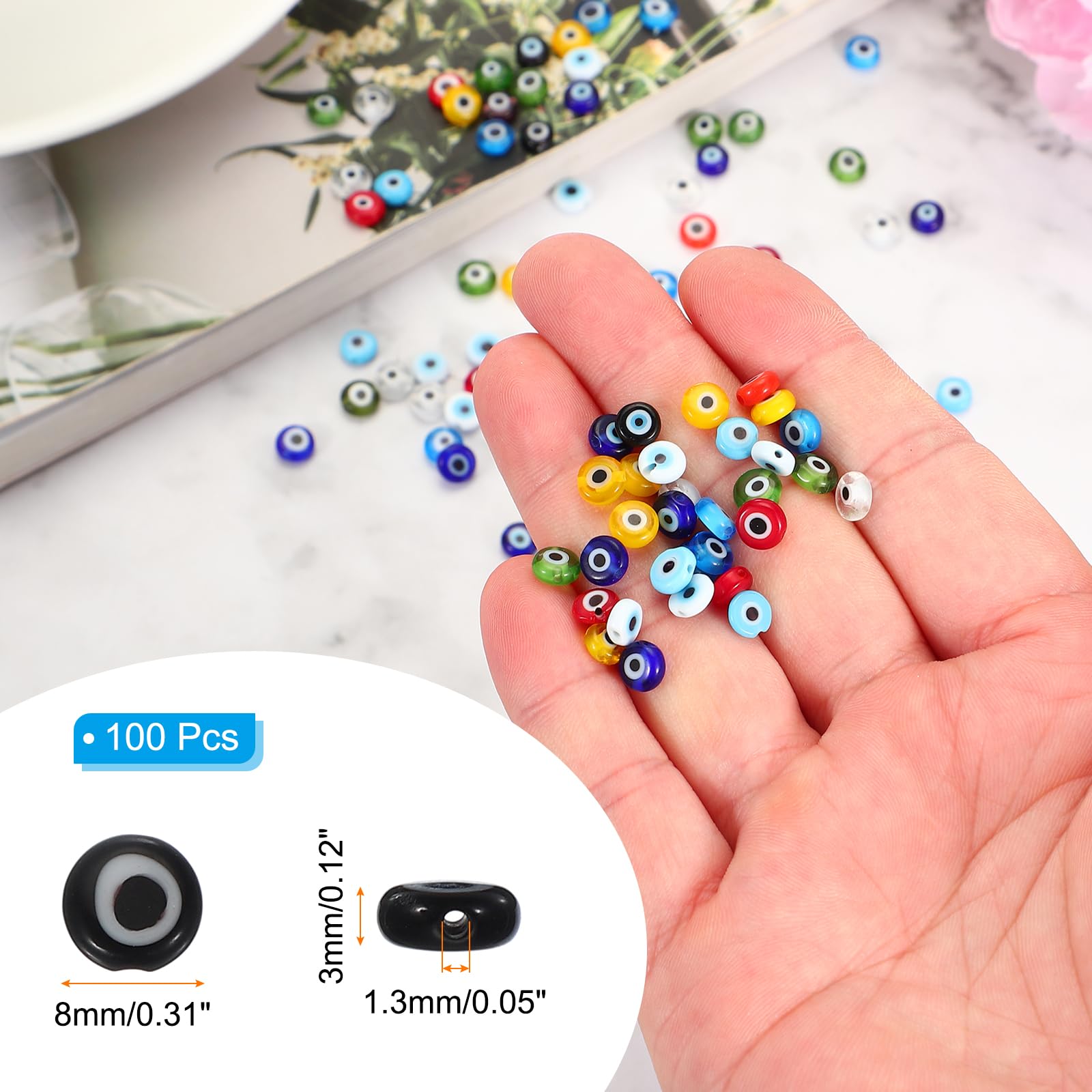 PATIKIL 8mm Flat Evil Eye Beads - Image 2