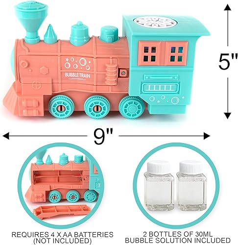 Miniatura 3 de ArtCreativity Bubble Blowing Toy Train with Lights, Includes 2 Bottles Bubble Solution, Friction Powered LED Toy Train for Boys & Girls, Bubble