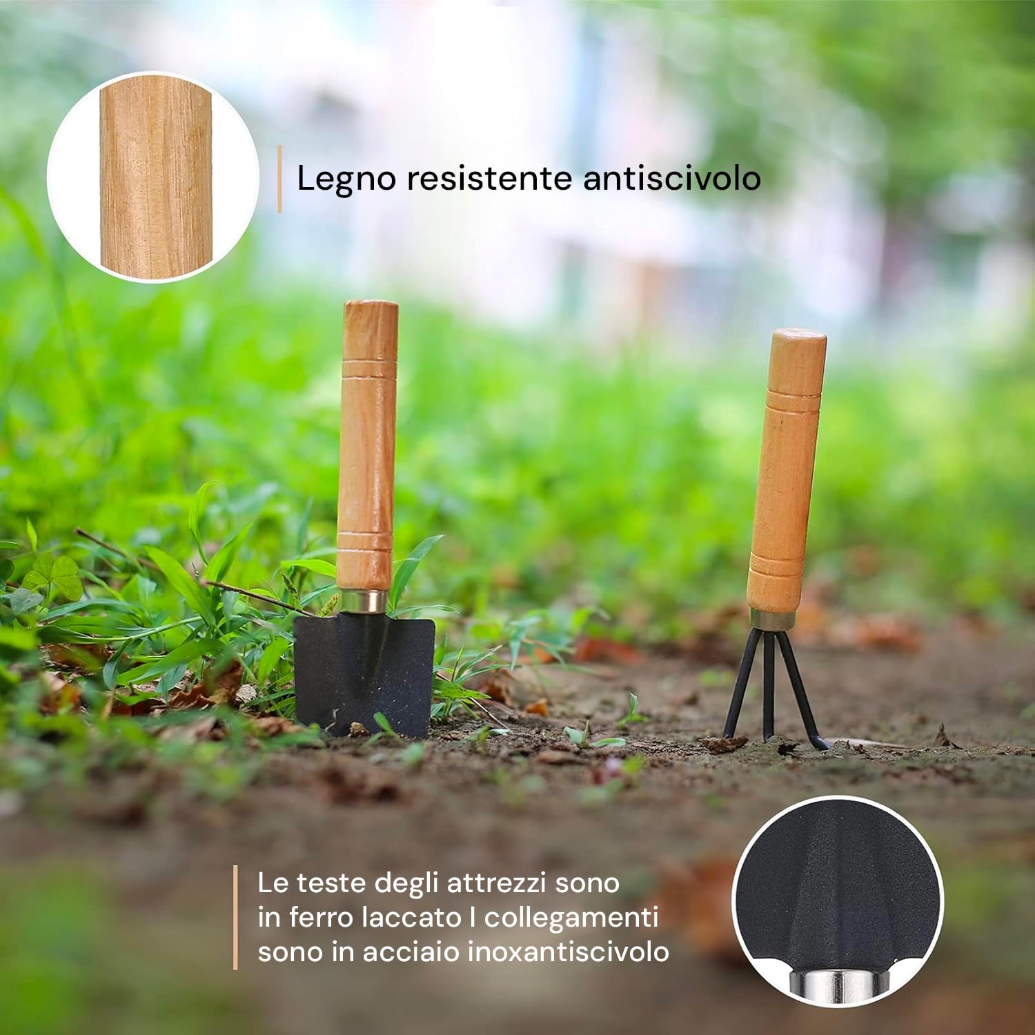 Avilia Set da Giardinaggio Ergonomico con Cesto in Vimini - Kit Completo di Attrezzi per Donna e Uomo, Accessori e Utensili Giardinaggio 35x22x29cm, Idea Regalo Perfetta