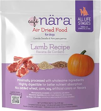 Cafe Nara Air Dried Dog Food, Lamb Recipe, 3 lb Bag | For Dogs of All Breeds & Ages - Complete Meal, Topper, Treat - Minimally Processed & Highly Digestible - Made in USA