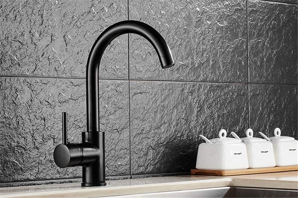 Kitchen Faucets Black Color Rotating Copper Crane Kitchen Sink Faucet Hot and Cold Water Vegetables Kitchen Mixer Tap with Aerator Single Handle,Black(Black)