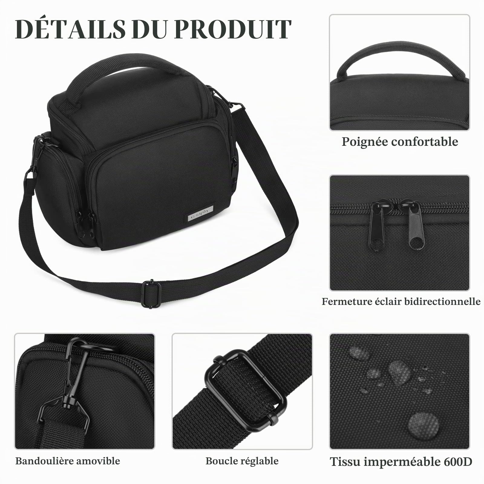 BAIGIO Housse pour Appareil Photo Reflex étanche Sacoche d'Appareil Photo Numérique Sac Bandoulière pour Canon Nikon Sony Panasonic