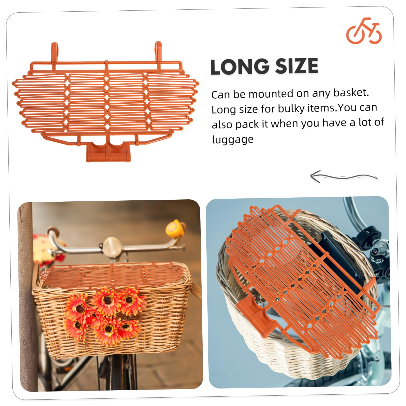 HOLIDYOYO Lightweight Bike Basket Cover Sturdy Plastic Protector for Front Bicycle Basket for Cycling Luggage Storage Keeps Items Secure While Riding Easy to Install and Durable