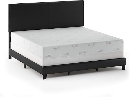 Miniatura 51 de Furinno Pessac - Marco de cama tapizado, piel sintética blanca, tamaño individual XL Blanco,Negro -,Glacier,Negro (plain