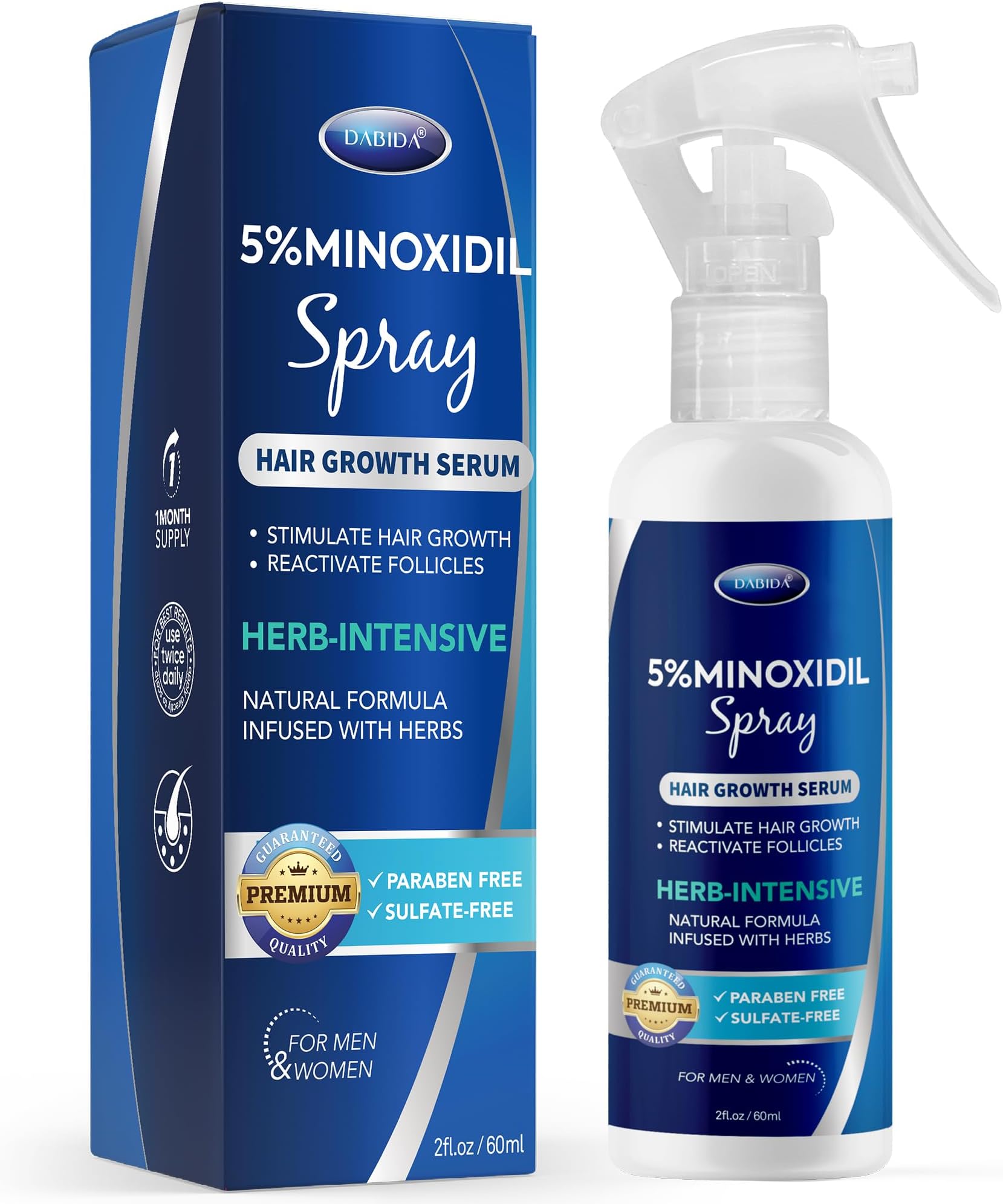 5% Minoxidil Hair Regrowth Spray : For Women Growth Treatment, 5 Percent Men Beard - 60Ml