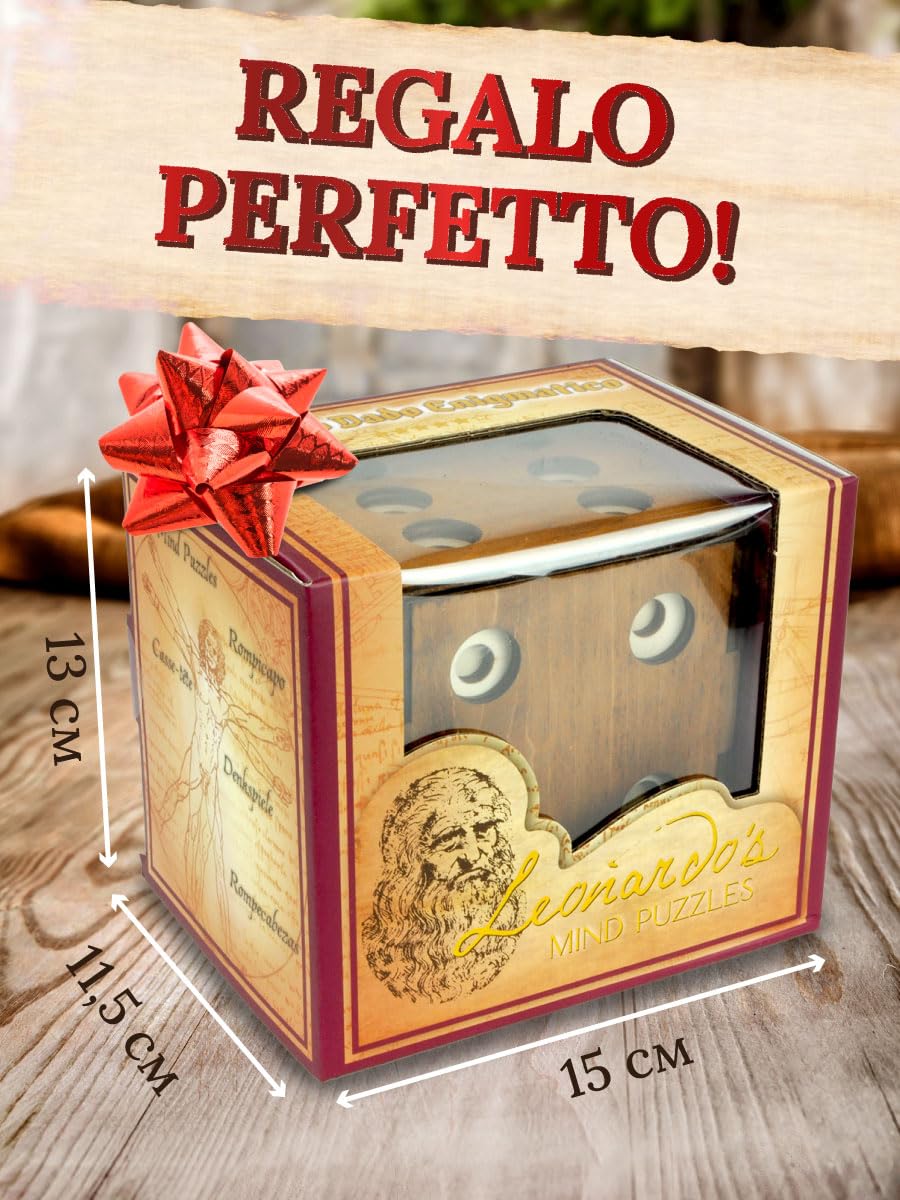 Logica Giochi - Scrigno Dado Enigmatico - Rompicapo In Legno - Scatola Segreta - Difficoltà 5/6 Incredibile - Collezione Leonardo