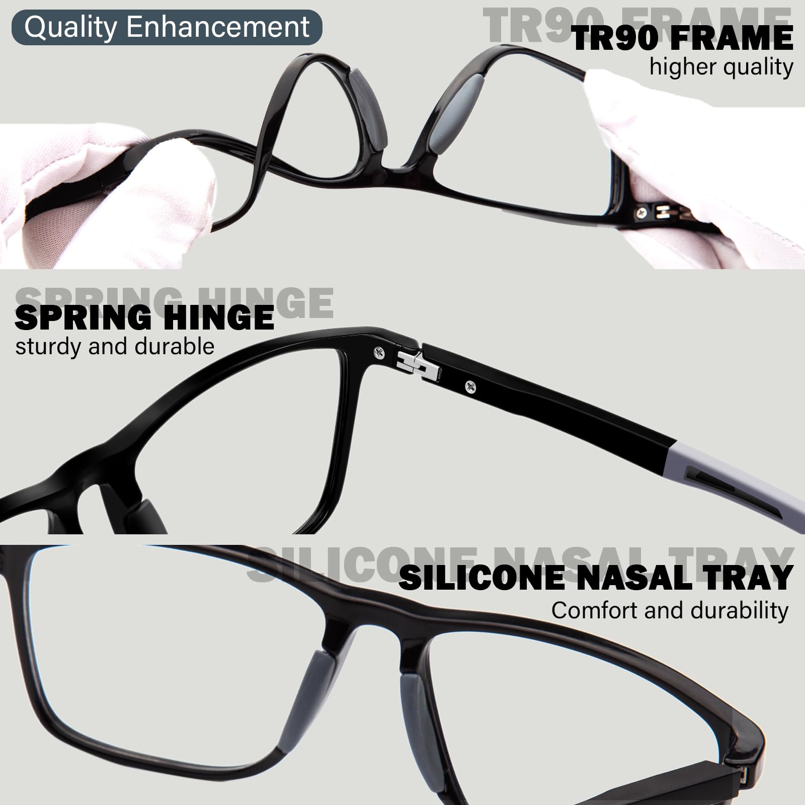 2 Stück Herren Lesebrille Sportbrille mit Blendschutzfilter Leichte Gläser