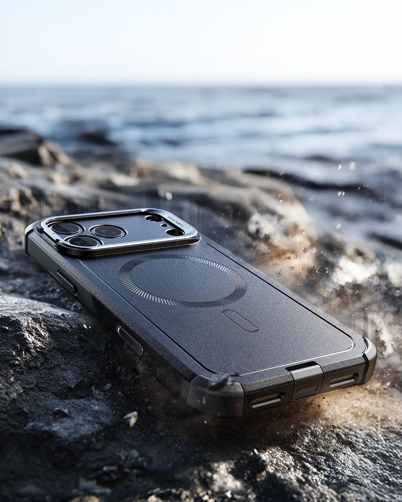 ESR for iPhone 17 Pro Case with Stash Stand, 7X Military-Grade Drop Protection with Camera Control, Shock-Absorbing Phone Rugged Cover, Compatible with MagSafe Accessories, Cyber Series, Black