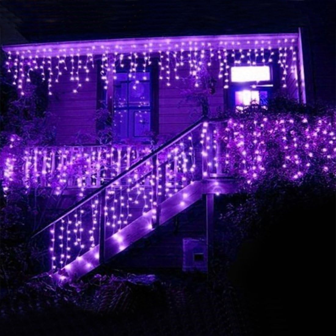 Lainin 3.5M/11ft 96 LED Linkable Fairy Curtain String Light with 8 Modes Control for Indoor/Outdoor/Patio/Wedding/Christmas Party 4th of July Decor(Purple)