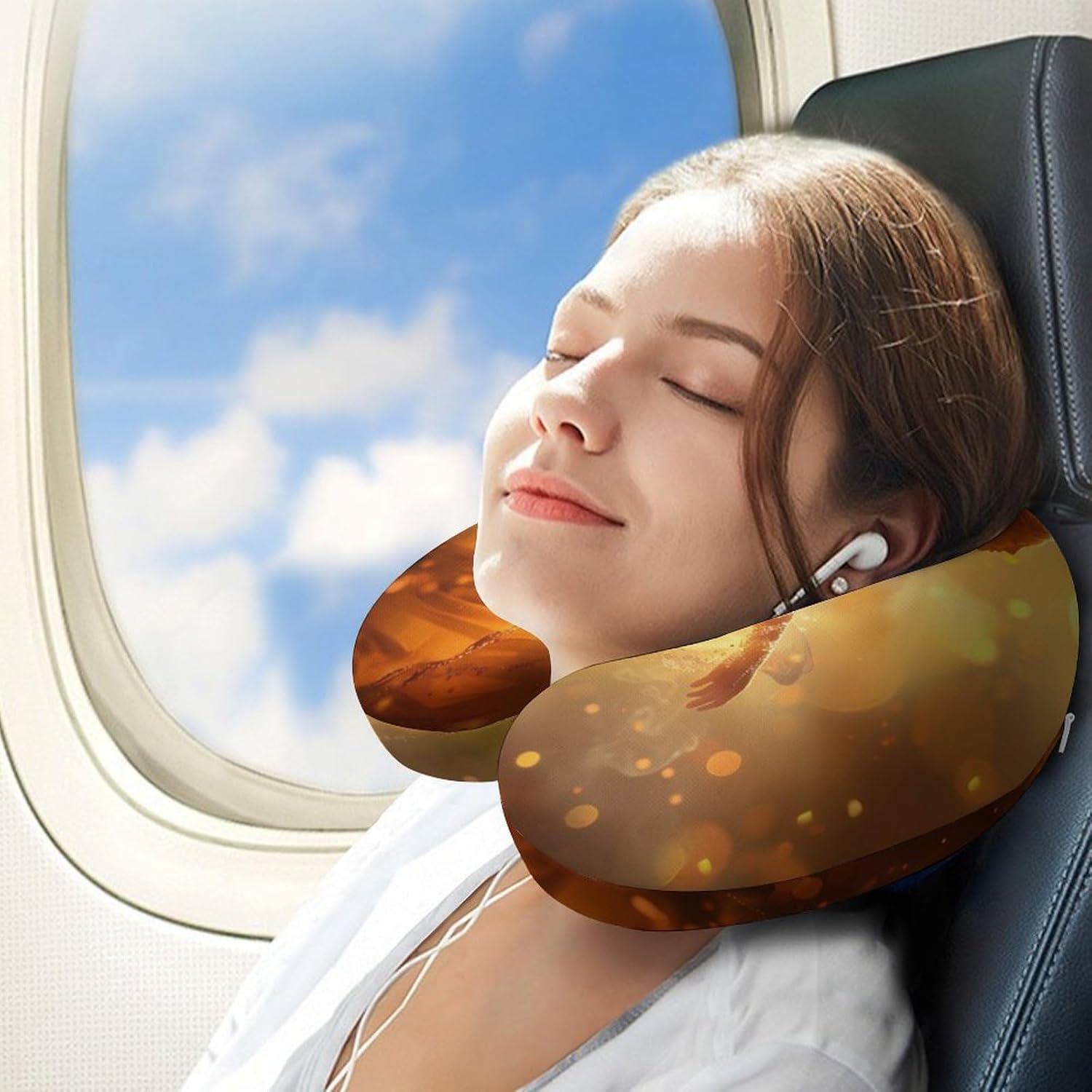 Woman Angel Fire Flame Funny Travel Pillow U Shaped Memory Foam Neck Pillows Portable for Flight Car Home Office
