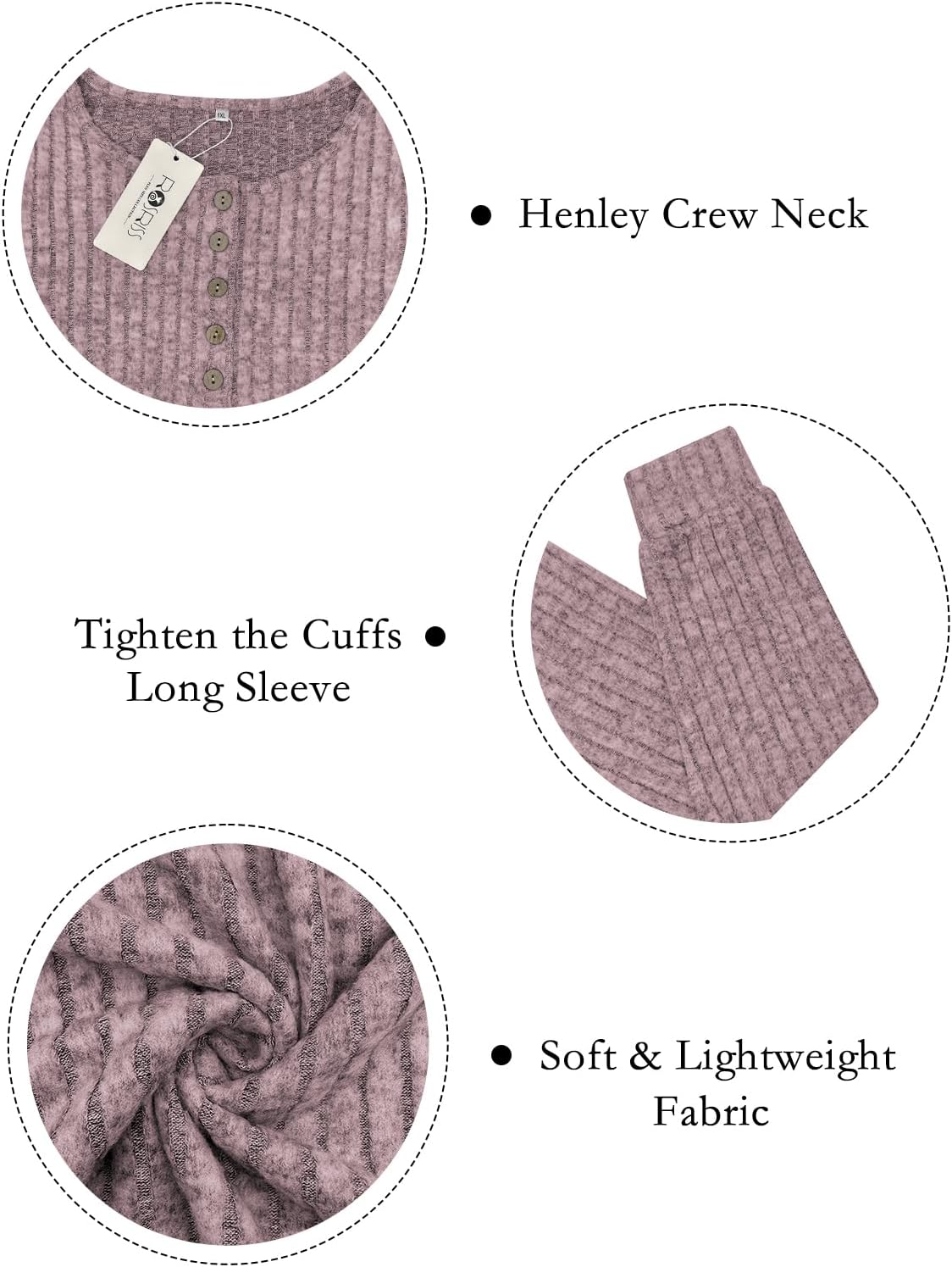 ROSRISS Womens-Plus-Size-Tops Trendy Long Sleeve Henley Shirts Casual Ribbed Knit Tunics Dressy Crewneck Pullover Sweaters - Image 4