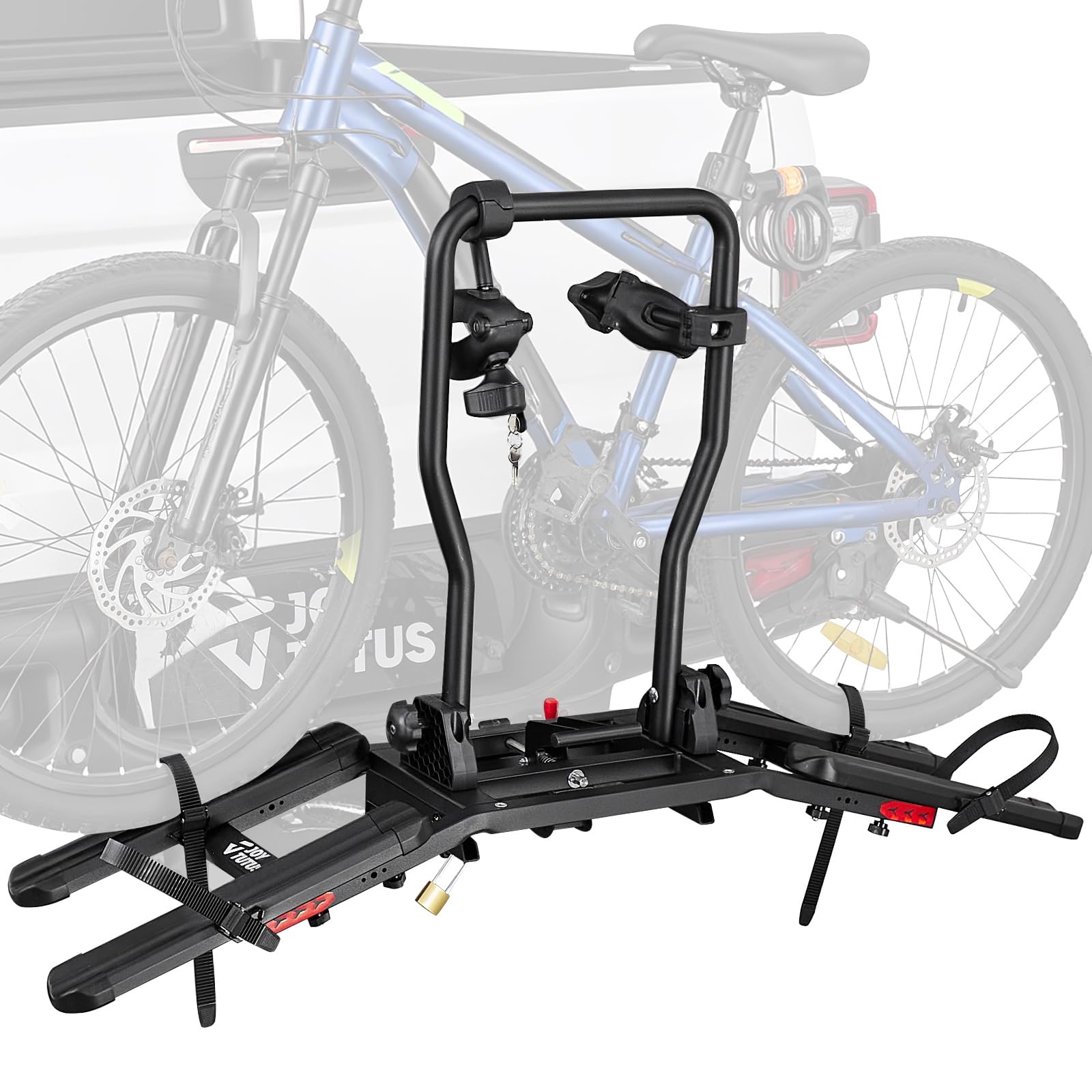 Photo 1 of JOYTUTUS Compact & Lightweight 2-Bike Hitch Bike Rack, 150 LBS Capacity for Car SUV Truck with 1¼/2” Receiver, Easy Install Tilting Folding Anti-Wobble Bike Carrier, Fits Most Wheelbases (Max 53'')
