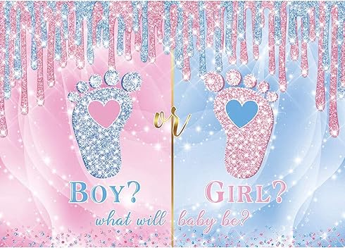Amazon Com Maijoeyy Little Feet Gender Reveal Backdrop Footprint Boy Or Girl Decorations He Or She Party Supplies Pink Blue Glitter Backdrop For Gender Reveal Party 7x5ft Electronics
