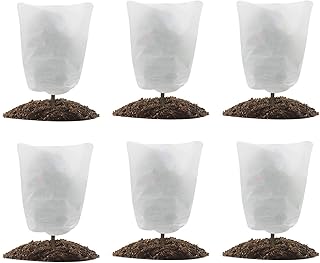 GROWNEER 6 Packs Plant Covers Freeze Protection 1.77 oz/yd², 23 x 31 Inches Frost Cloth with Drawstring, Shrub Jacket Wint...
