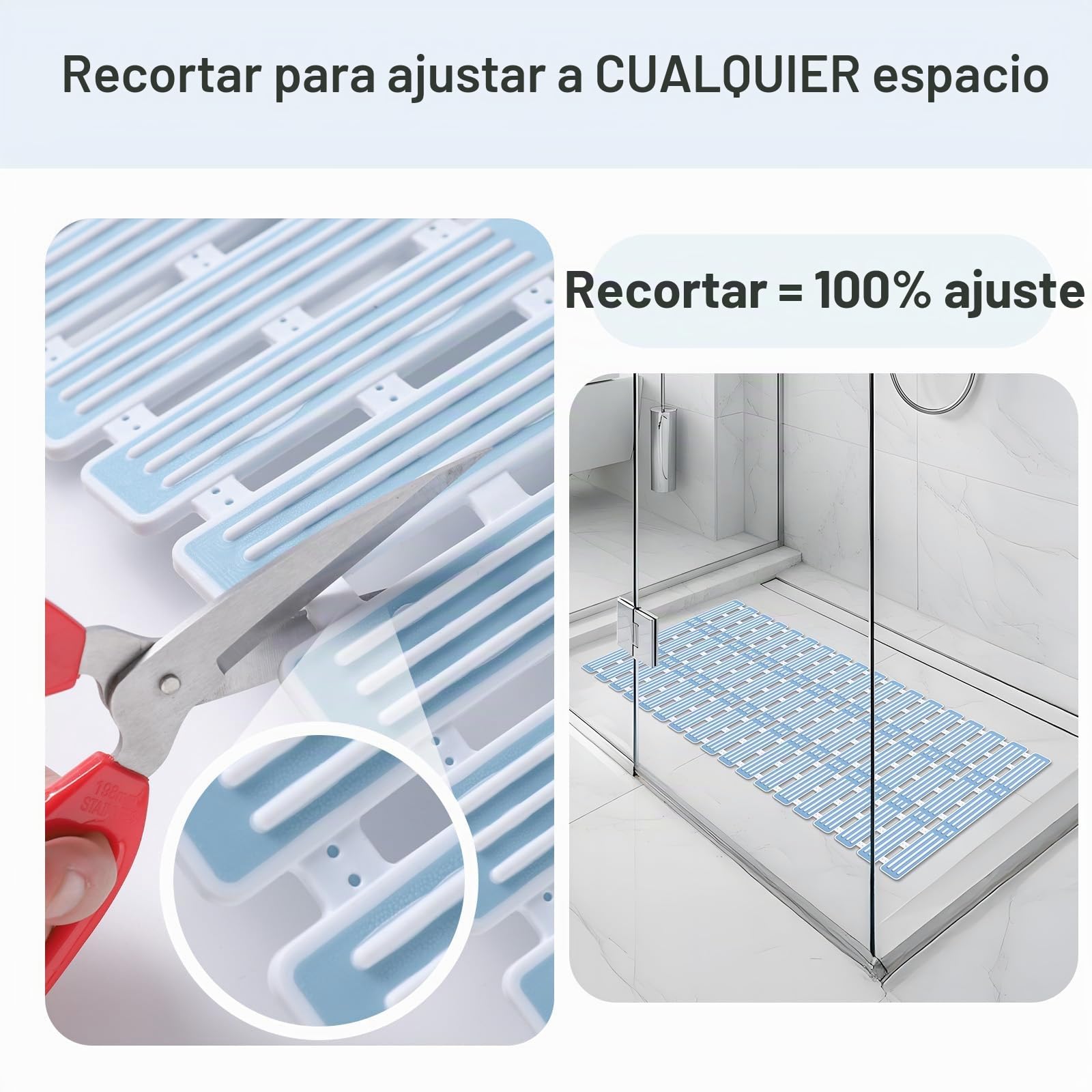 XIYUNTE Alfombrilla de Ducha Extra Larga Antideslizante - 90 x 40 cm con Ventosas, de Goma, Lavable para Interior