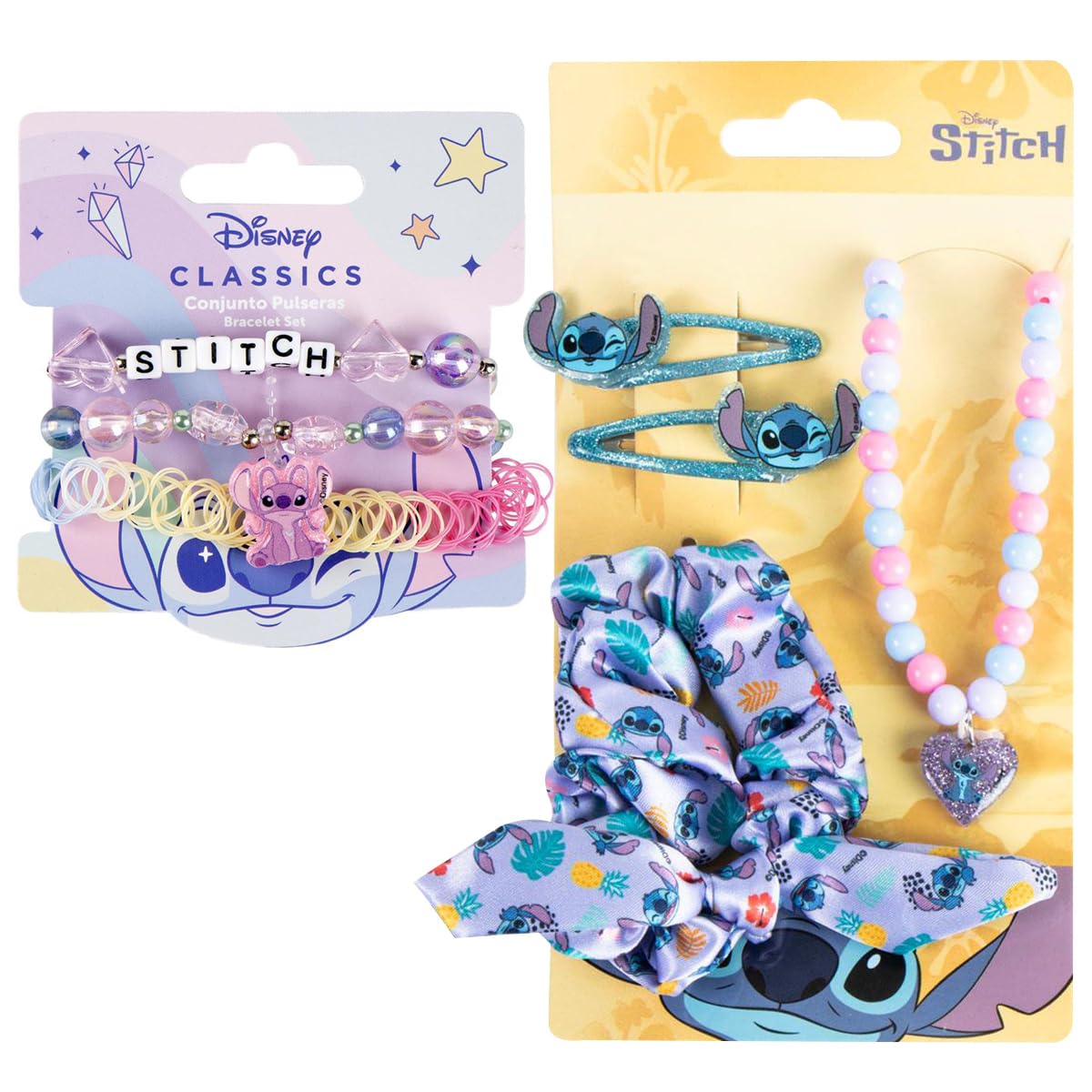 Stitch - Lilo et Stitch - Ensemble Accessoires enfants bijoux et cheveux - Bracelet d'amitié - Collier - Idée Cadeau Fille Stitch Fille