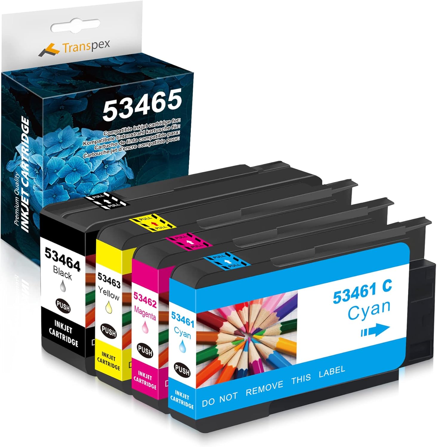 53465 Compatible Ink Cartridge Replacement for Primera 53461 53462 53463 53464 Used for Primera LX1000 LX2000 Color Label Printers (4 Pack)