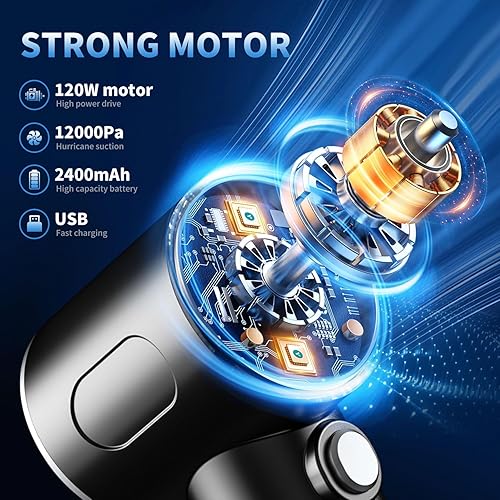 Miniatura 4 de Aspiradora de teclado 3 en 1, aspiradora de mano de alta potencia de 12000 PA, mini aspiradora de mesa portátil inalámbrica, limpiador de teclado