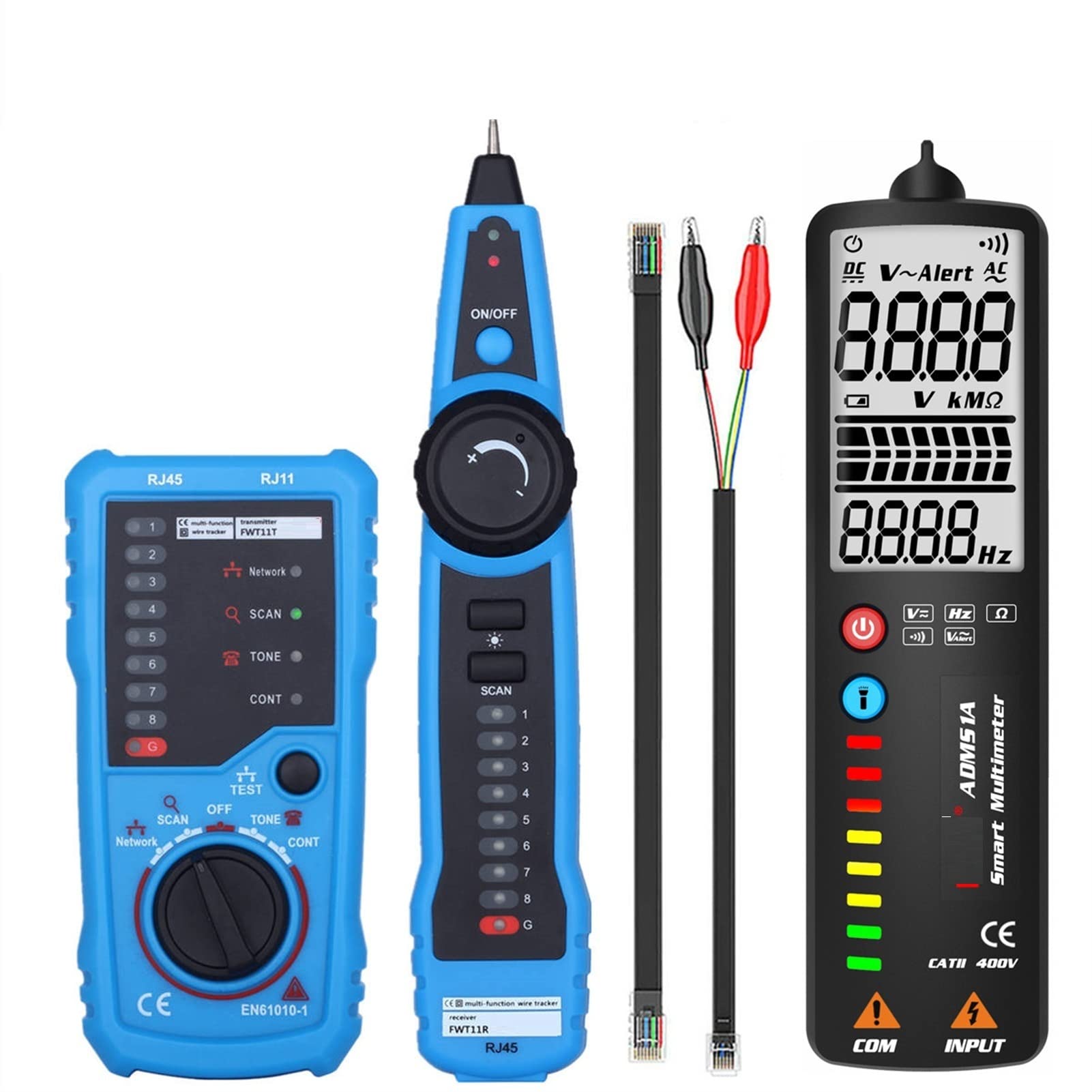 Tester kabli sieciowych, Fwt11. Wysoka jakość RJ11 RJ45. CAT5 CAT6 Telefon Tracker Tracker Toner Ethernet LAN. Wyszukiwarka linii kabla sieciowego(FWT11 with ADMS1A)