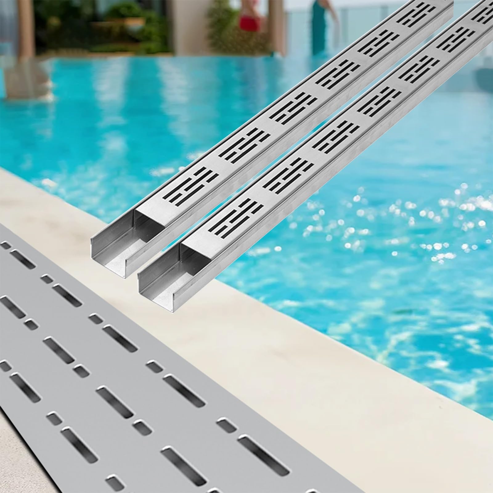 Caniveaux de drainage en acier inoxydable pour sécuriser la piscine et le jardin en été