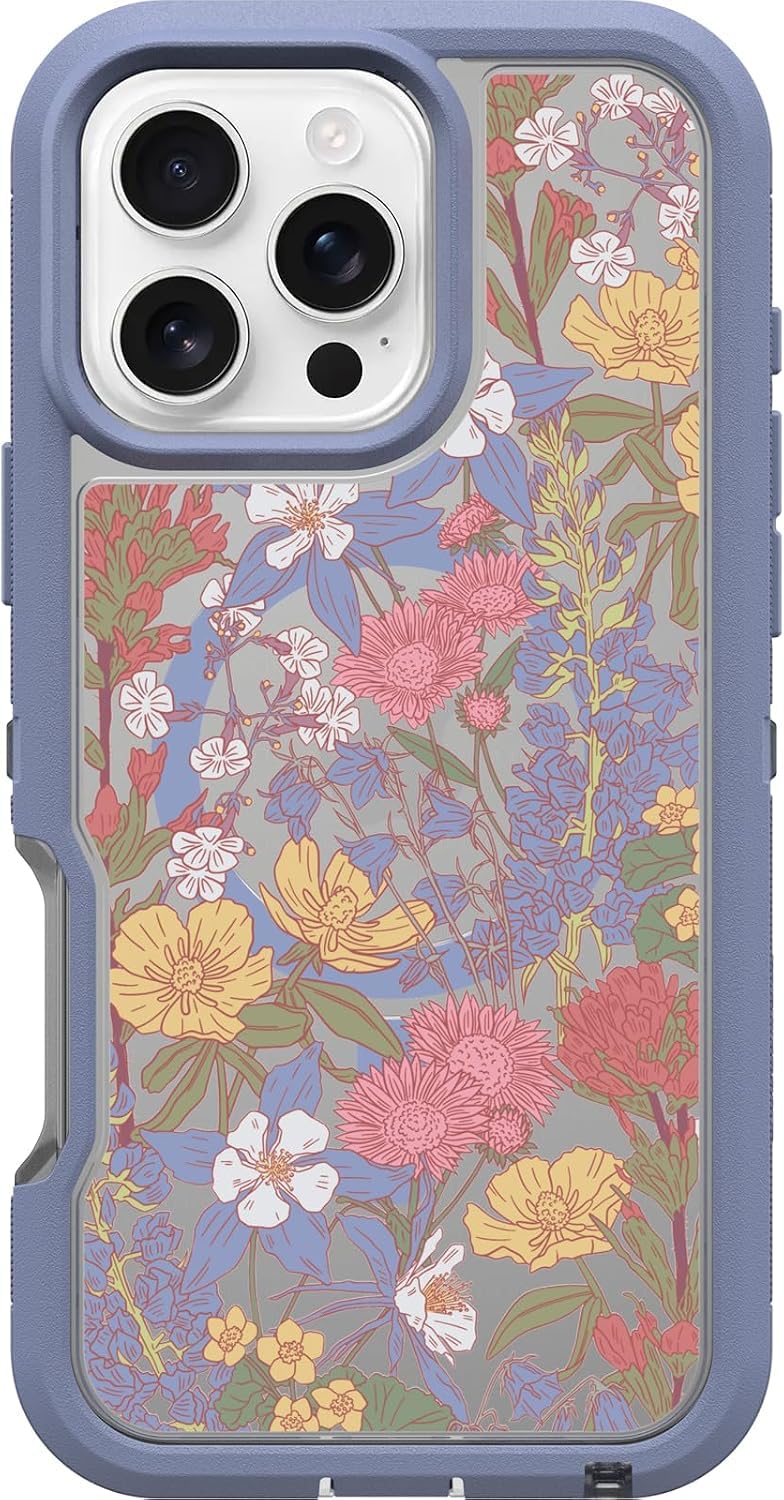 OtterBox Defender XT Clear iPhone 16 Pro Max Hülle, Floral Purple – US Military MIL Standard