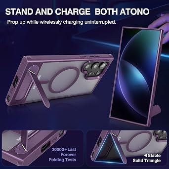 Magnetic Case for Samsung Galaxy S24 Ultra Case with Stand, Compatible with MagSafe, Adjustable Kickstand, Mil-Grade Drop Protection for S24 Ultra, Slim and Lightweight, Purple