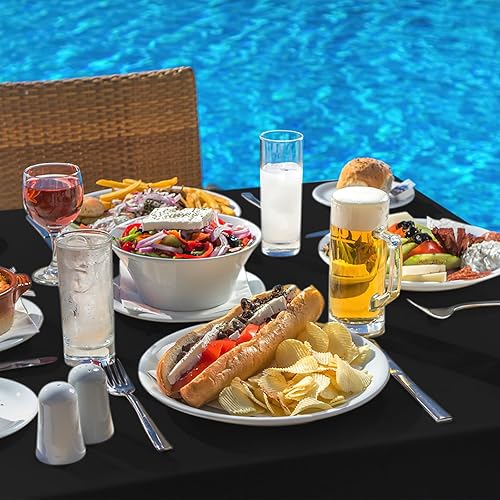 Miniatura 7 de homing Mantel rectangular de vinilo, mantel de plástico impermeable con parte trasera de franela a prueba de derrames, mantel para comedor, fiestas