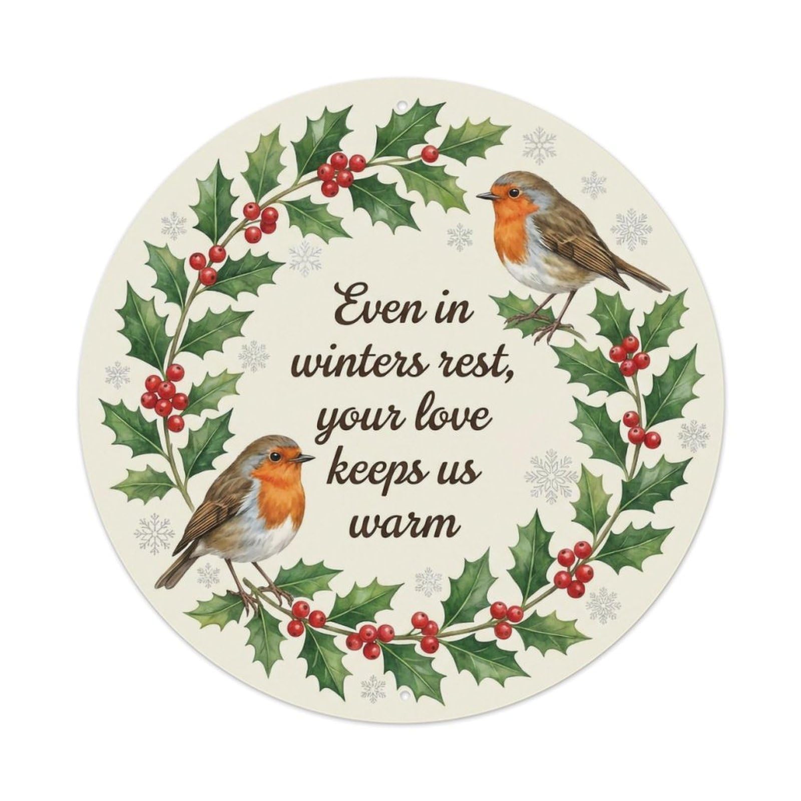 Okahys 8X8inch(20X20cm) European Robin Garden Sign Heaven Love Winter Metal Tin Sign