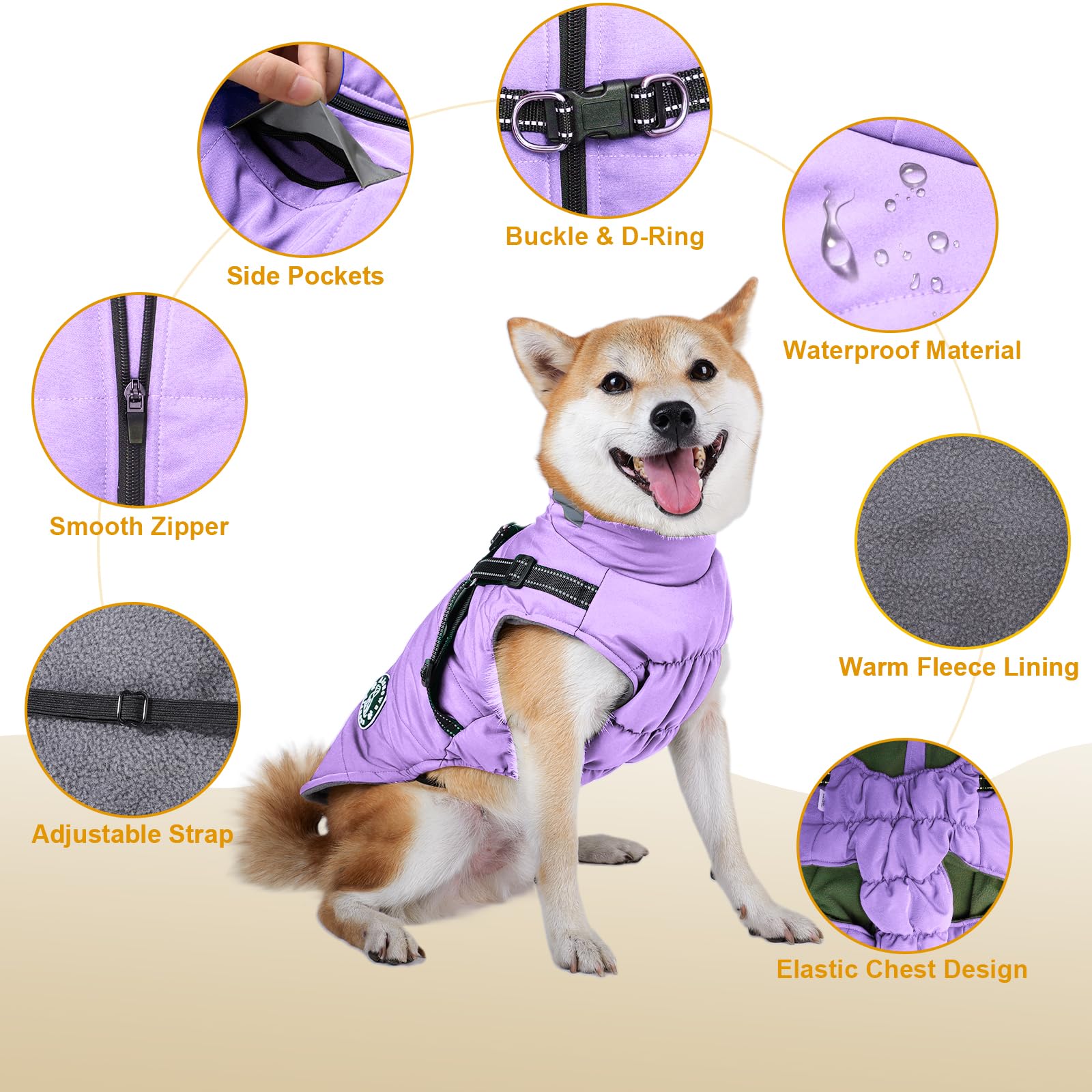 Cappotto Cane Invernale, Cappotto per Cani Impermeabile con Fodera in Pile Giacca Invernale Calda Lavabile con Strisce Riflettenti, Giacca Antivento per Cani di Piccola Taglia Grande Media