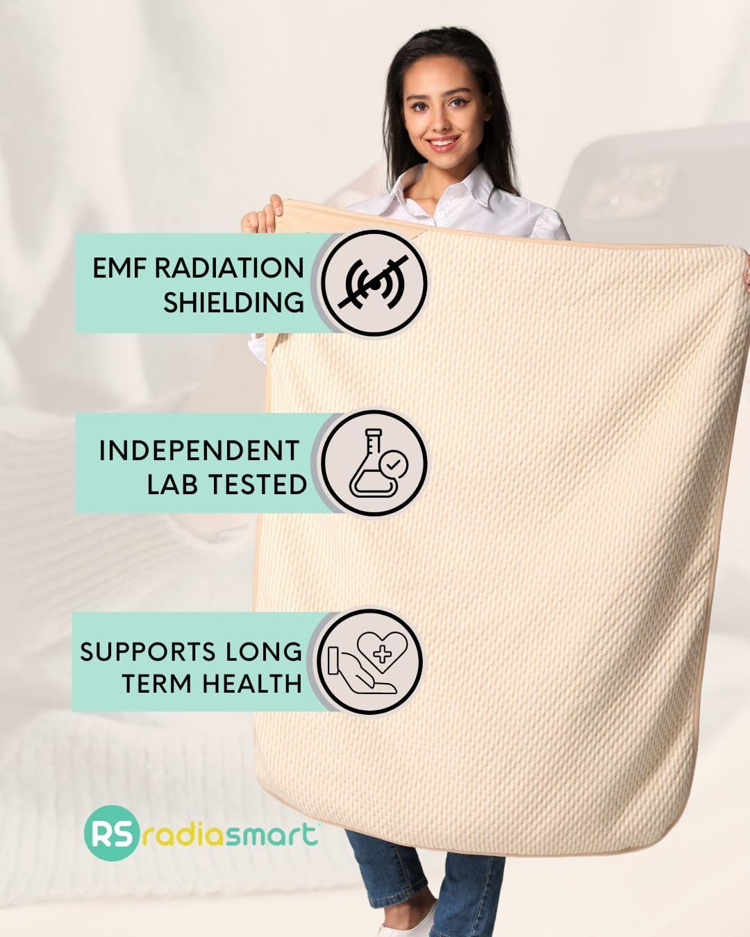 Radia Smart® Large Protective Belly Pregnancy Baby Blanket, Organic, 5G Blocking, EMF Blanket, 43"x35", 110cmx90cm