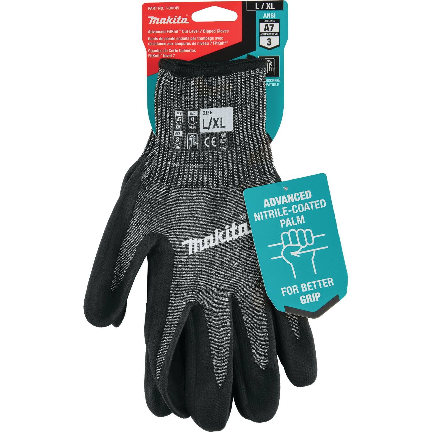 Makita T-04145 Advanced FitKnit™ Cut Level 7 Nitrile Coated Dipped Gloves (Large/X-Large)
