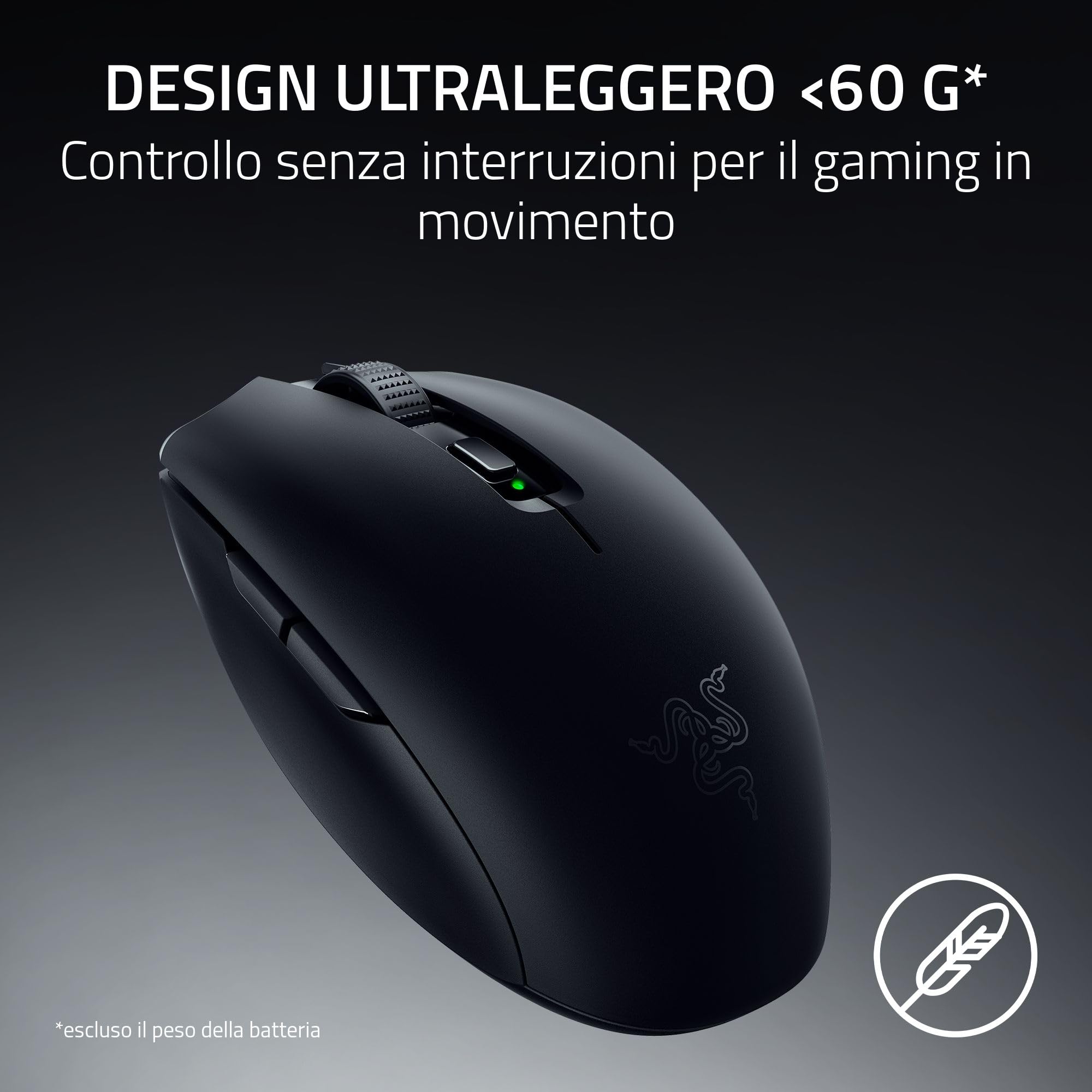 Razer Orochi V2 - Mouse da gioco wireless portatile - HyperSpeed e Bluetooth - Sensore ottico 18K DPI - Interruttori 2gen - 60 g - Alimentazione a batterie AA/AAA - PC/Mac | Nero